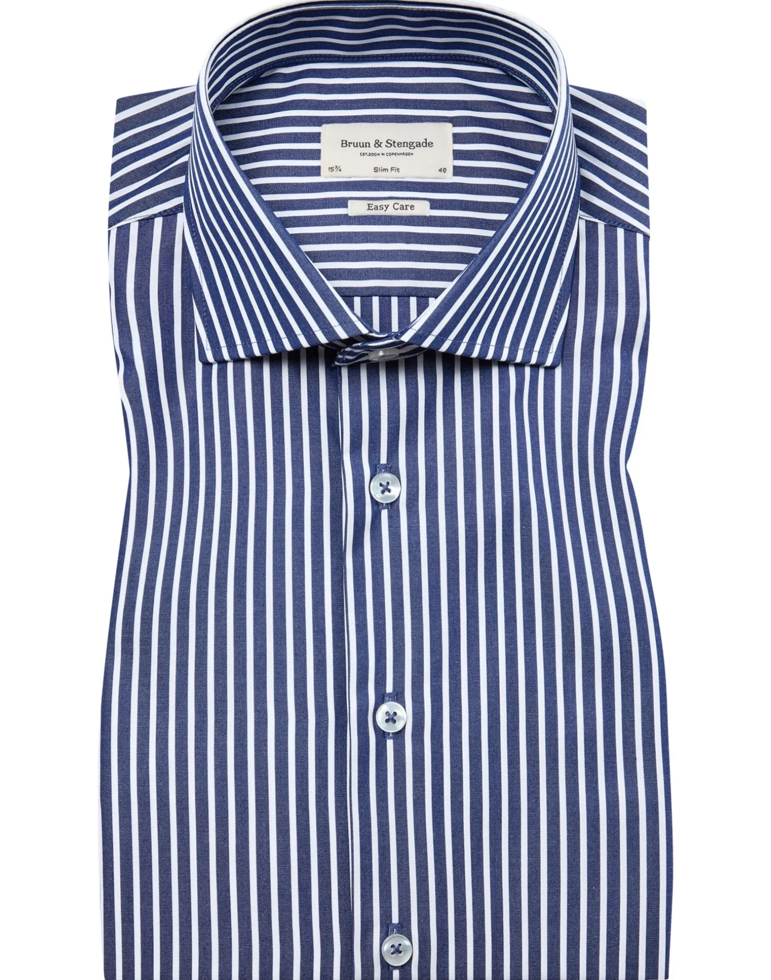 BS Algee Slim Fit Skjorta - Dark Blue/White