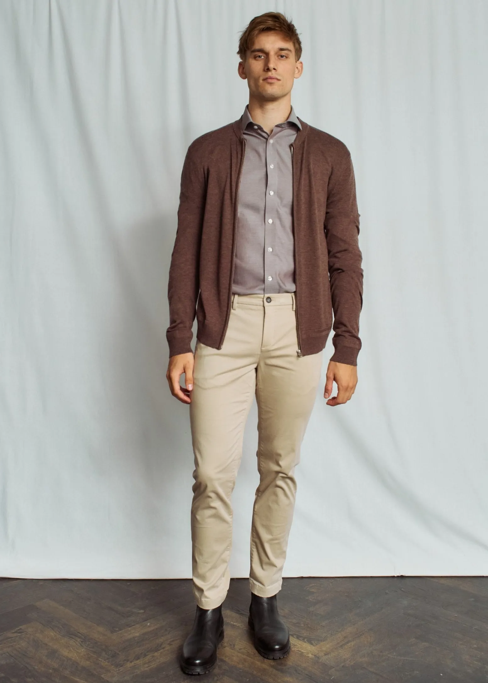 BS Alon Regular Fit Stickat - Brown