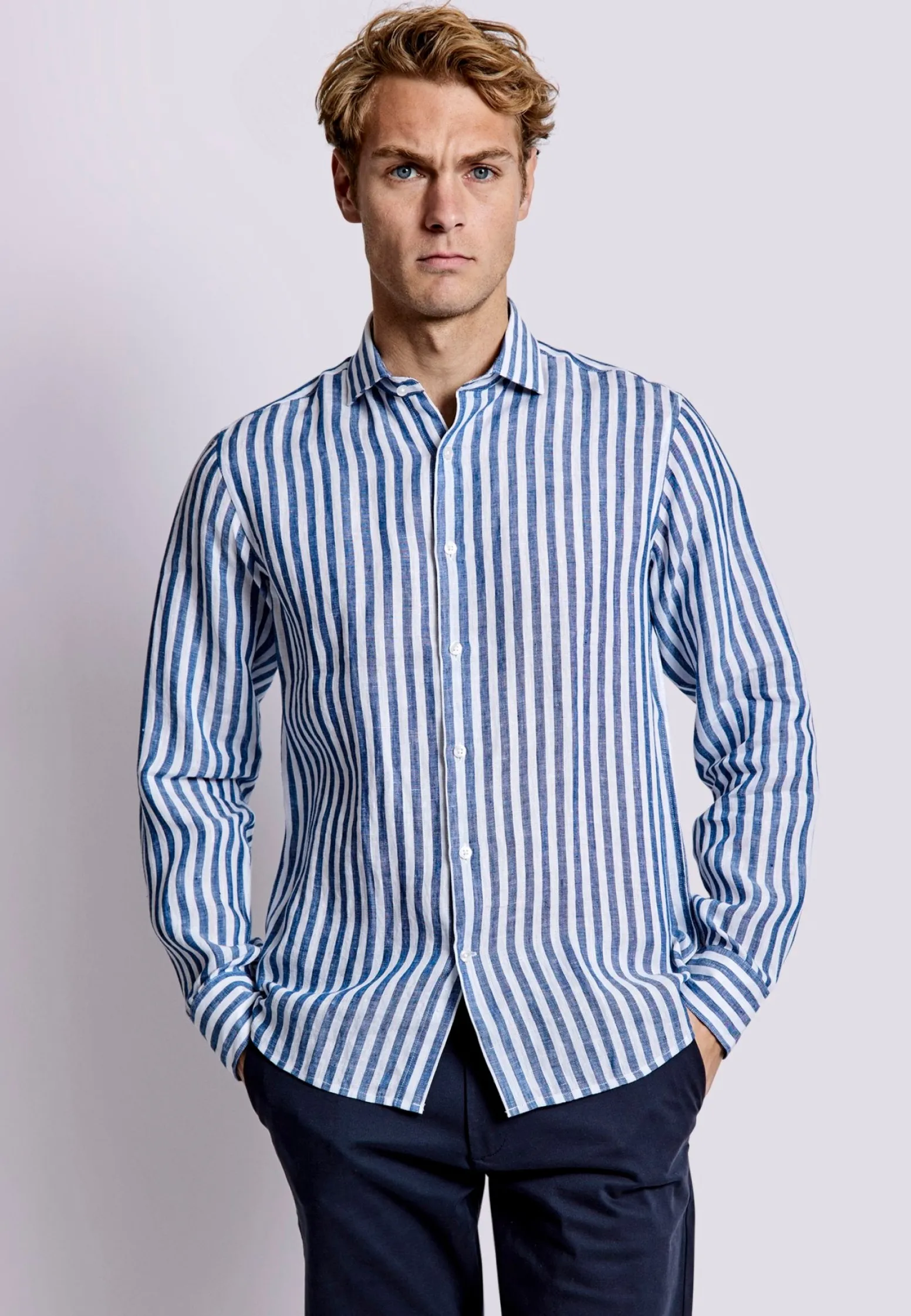bs_barcelona_casual_moder_3.webp BS Barcelona Casual Modern Fit Skjorta - Blue/White