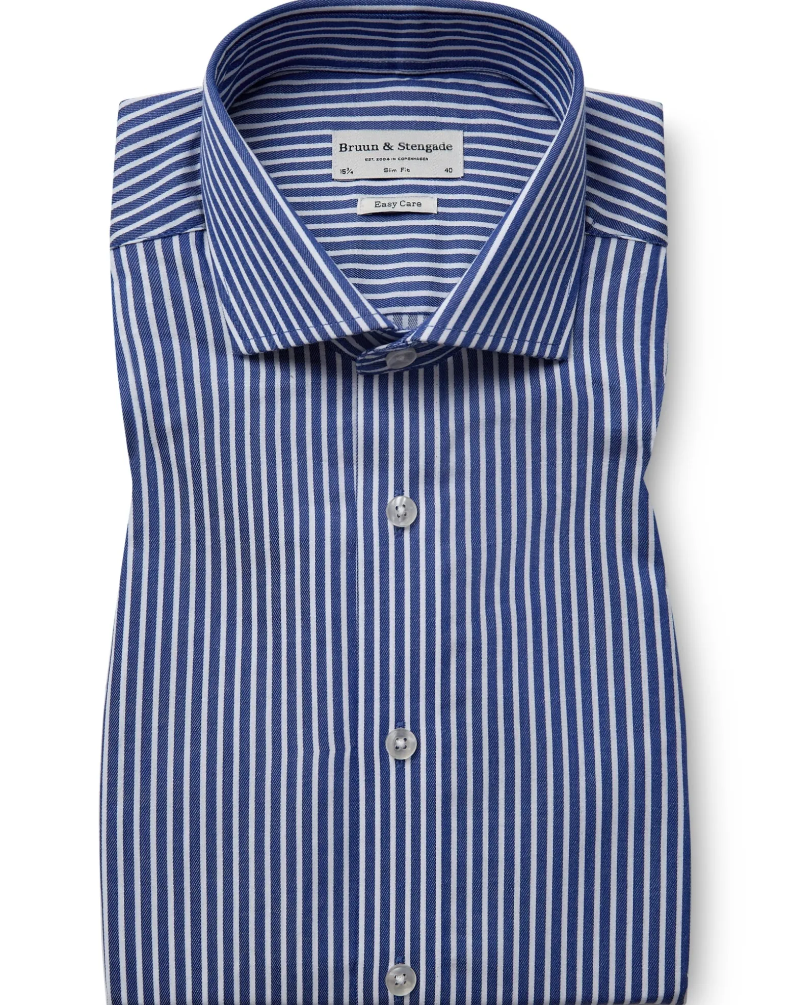 BS Bradshaw Slim Fit Skjorta - Dark Blue/White