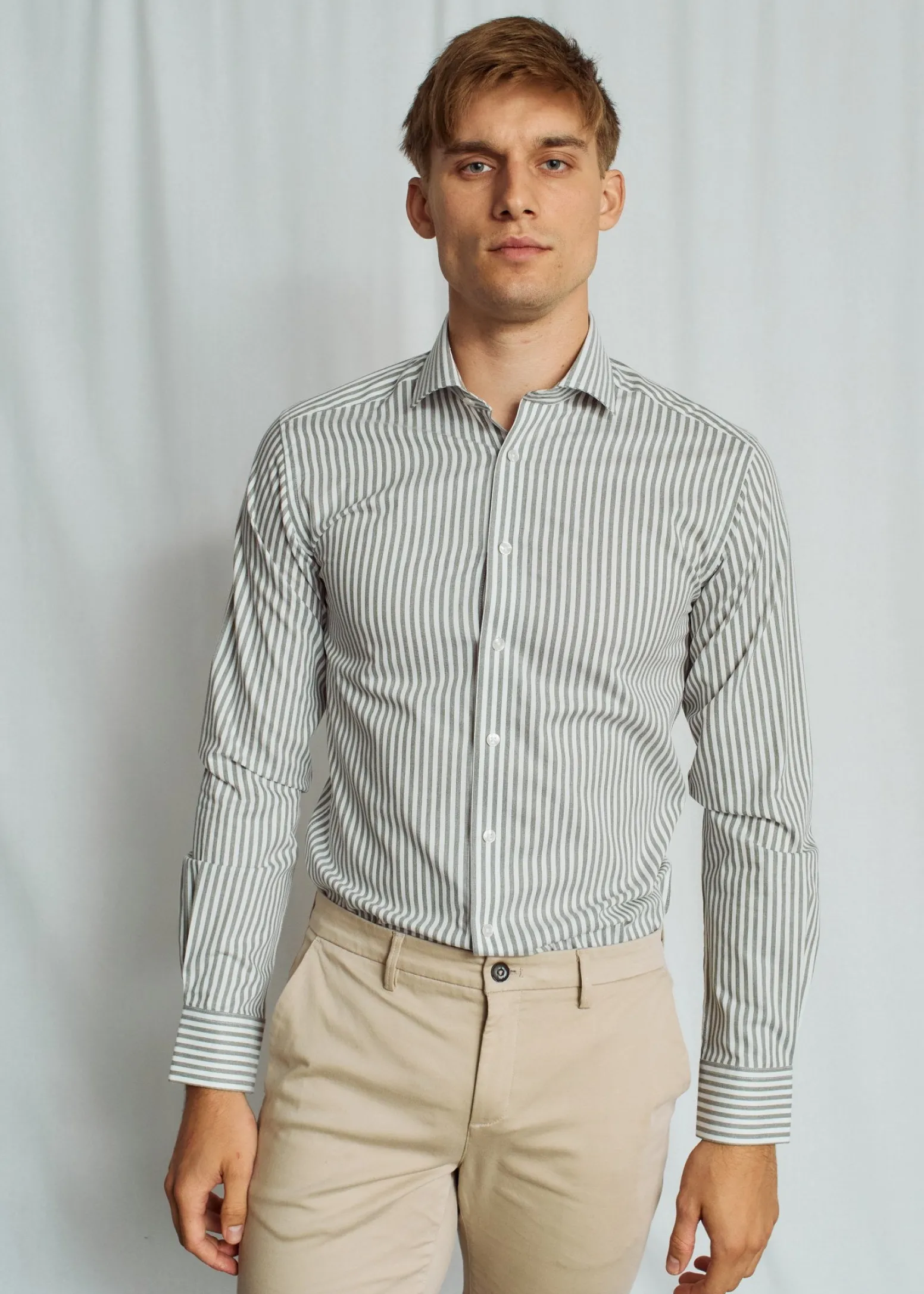 BS Capela Slim Fit Skjorta - Green/White