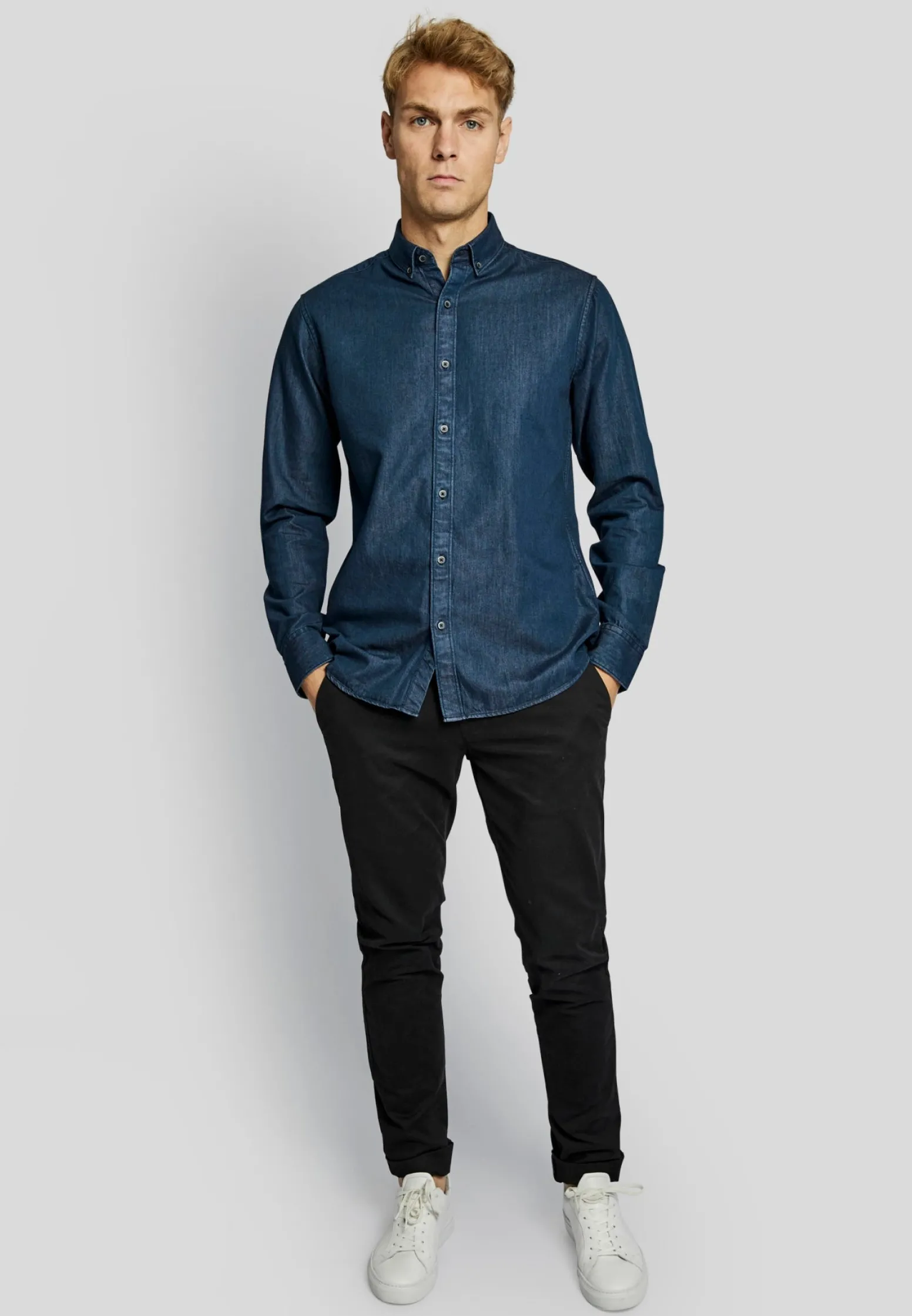 BS Elverum casual slim fit Skjorta - Indigo