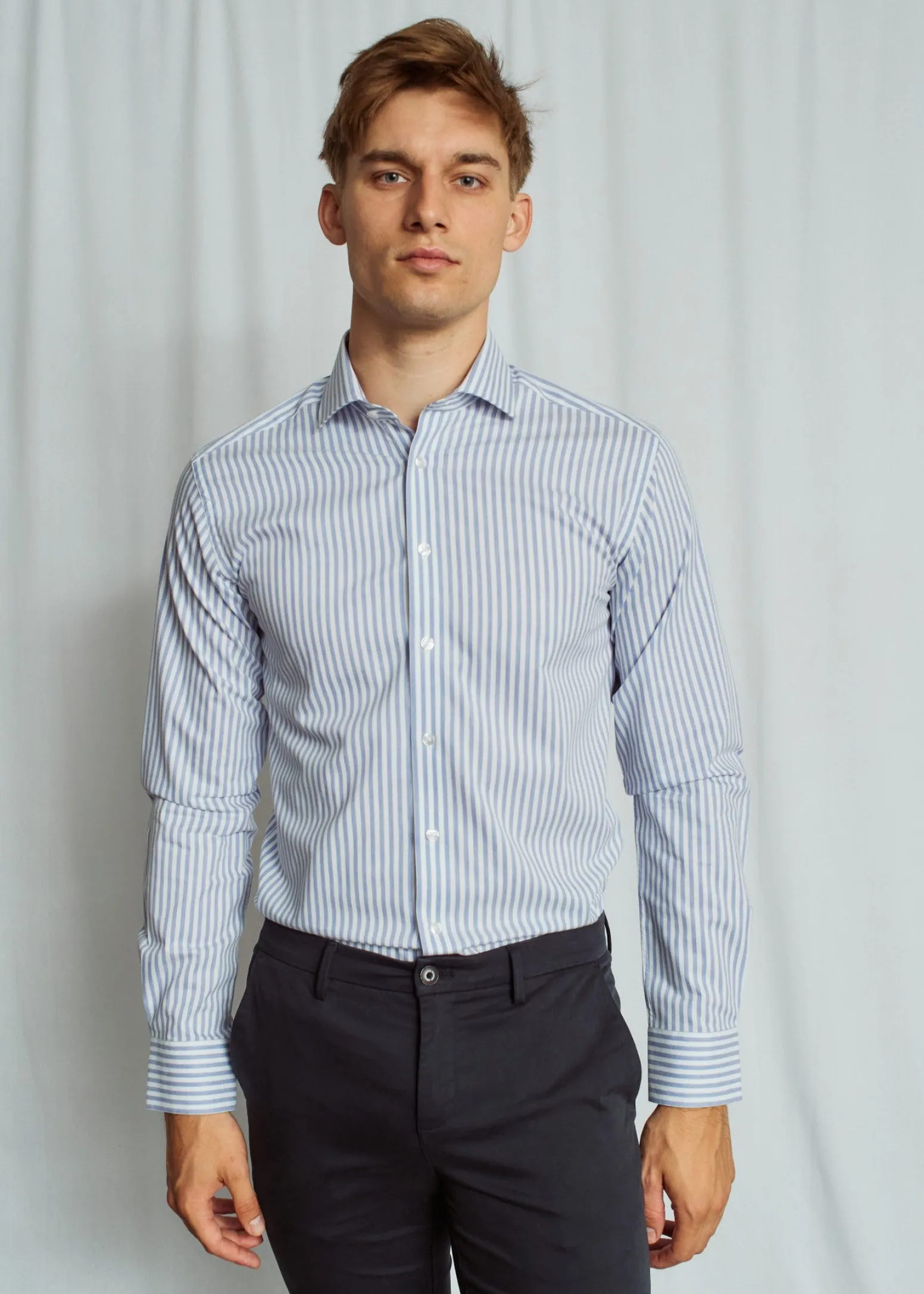BS Griffin Slim Fit Skjorta - Light Blue/White