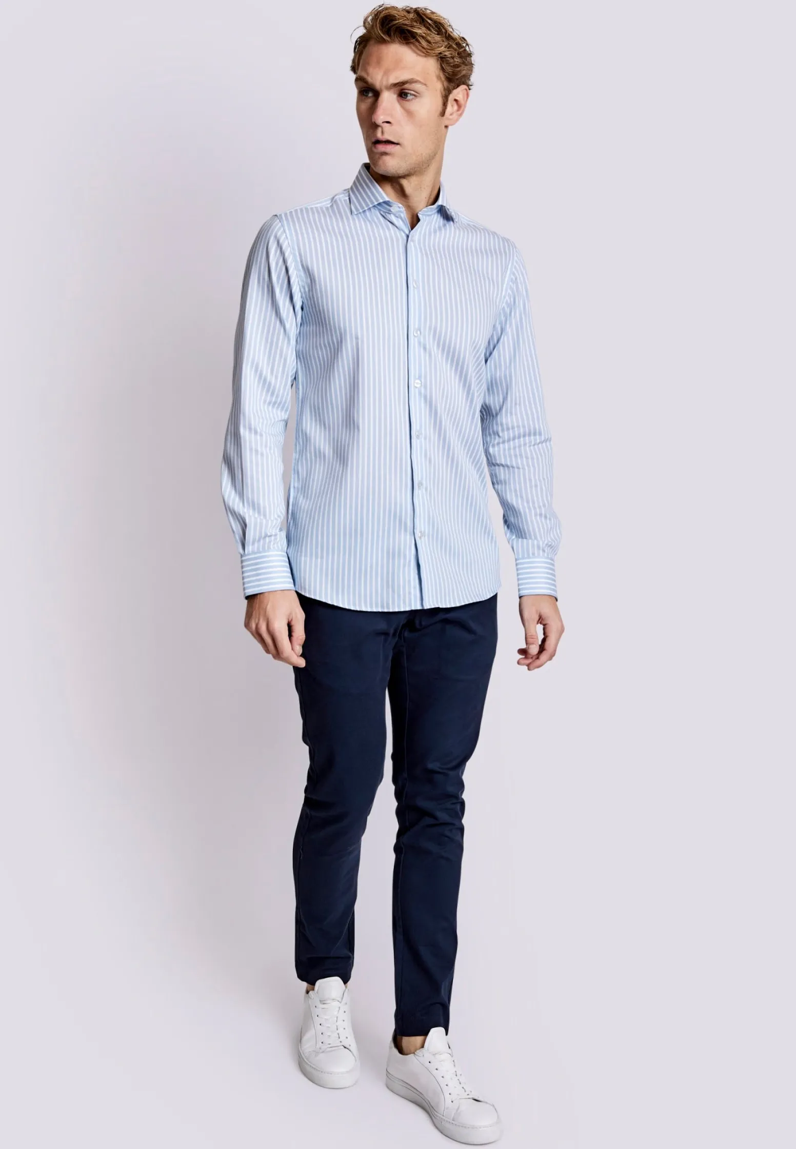 BS Javon Slim Fit Skjorta - Light Blue/White