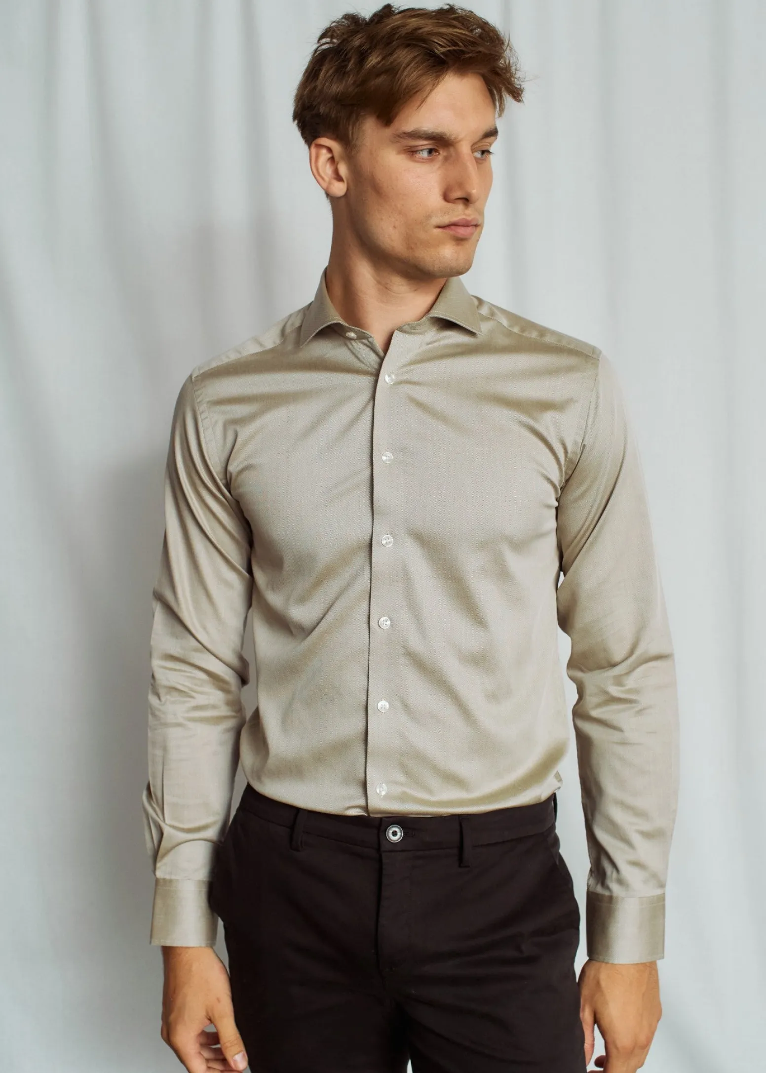 BS Jayson Slim Fit Skjorta - Light Brown