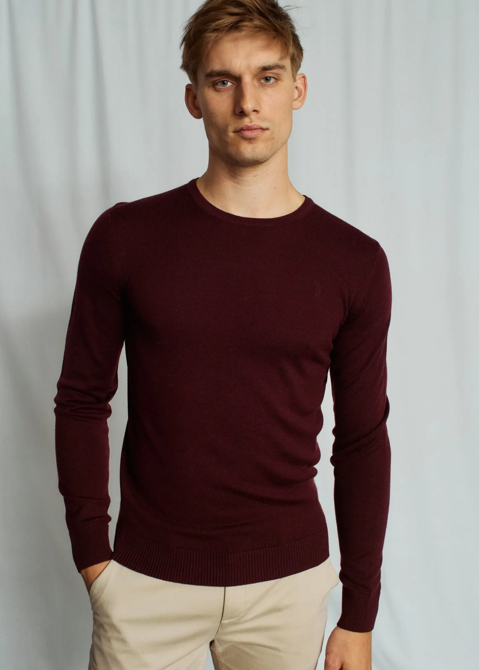 BS Jupiter Regular Fit Stickat - Bordeaux