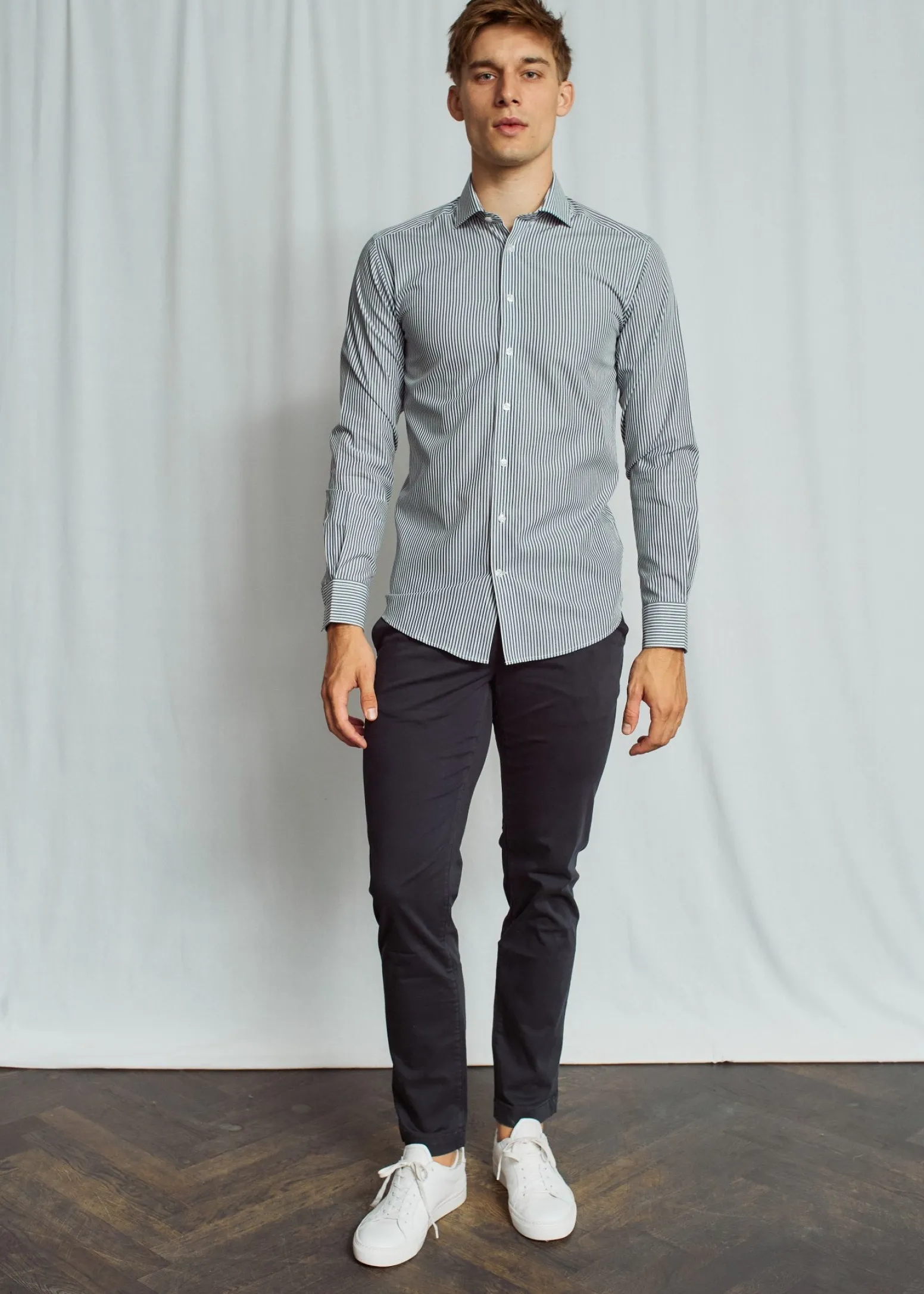 BS Kevin Modern Fit Skjorta - Navy/White