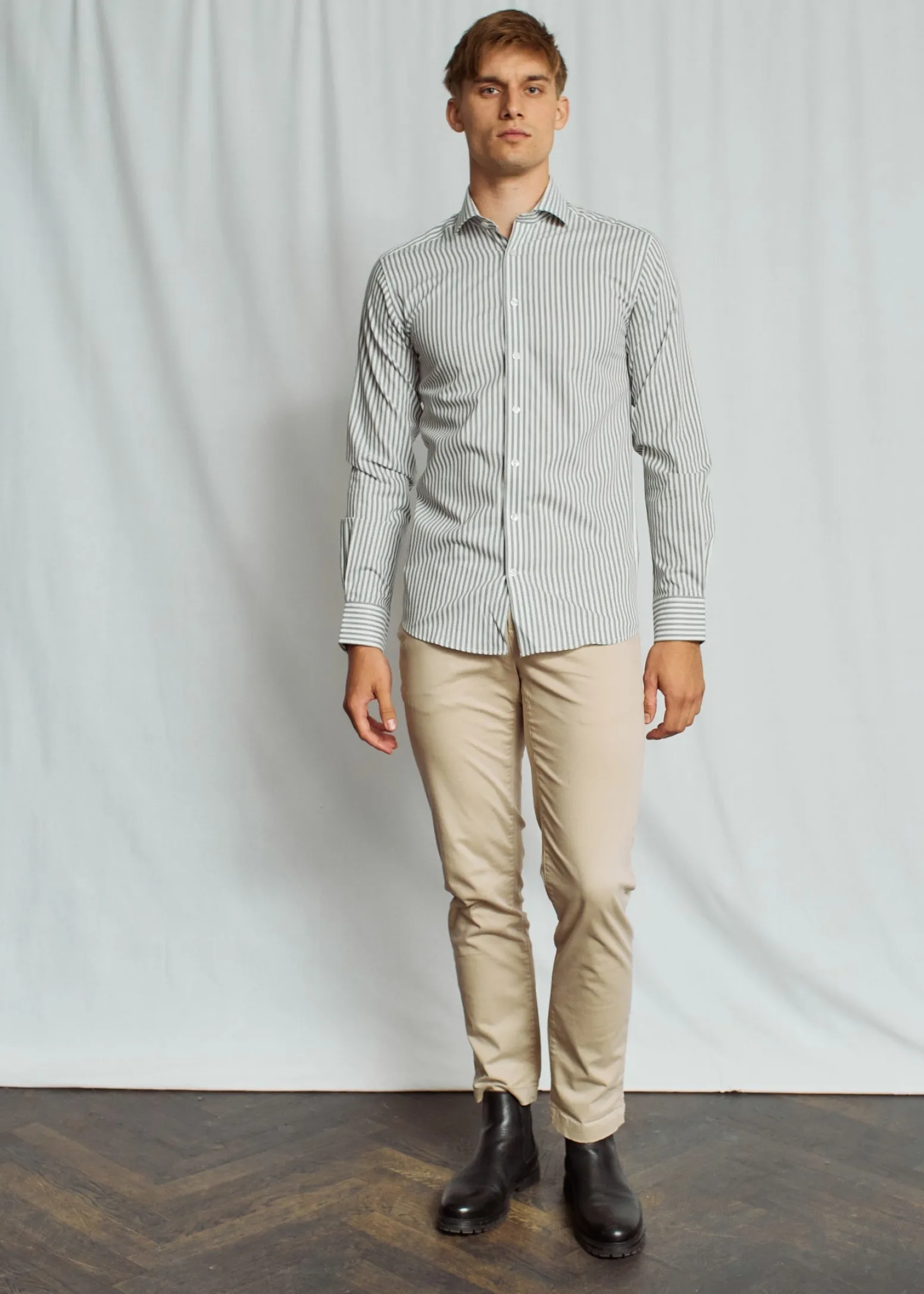 BS Lowry Modern Fit Skjorta - Green/White