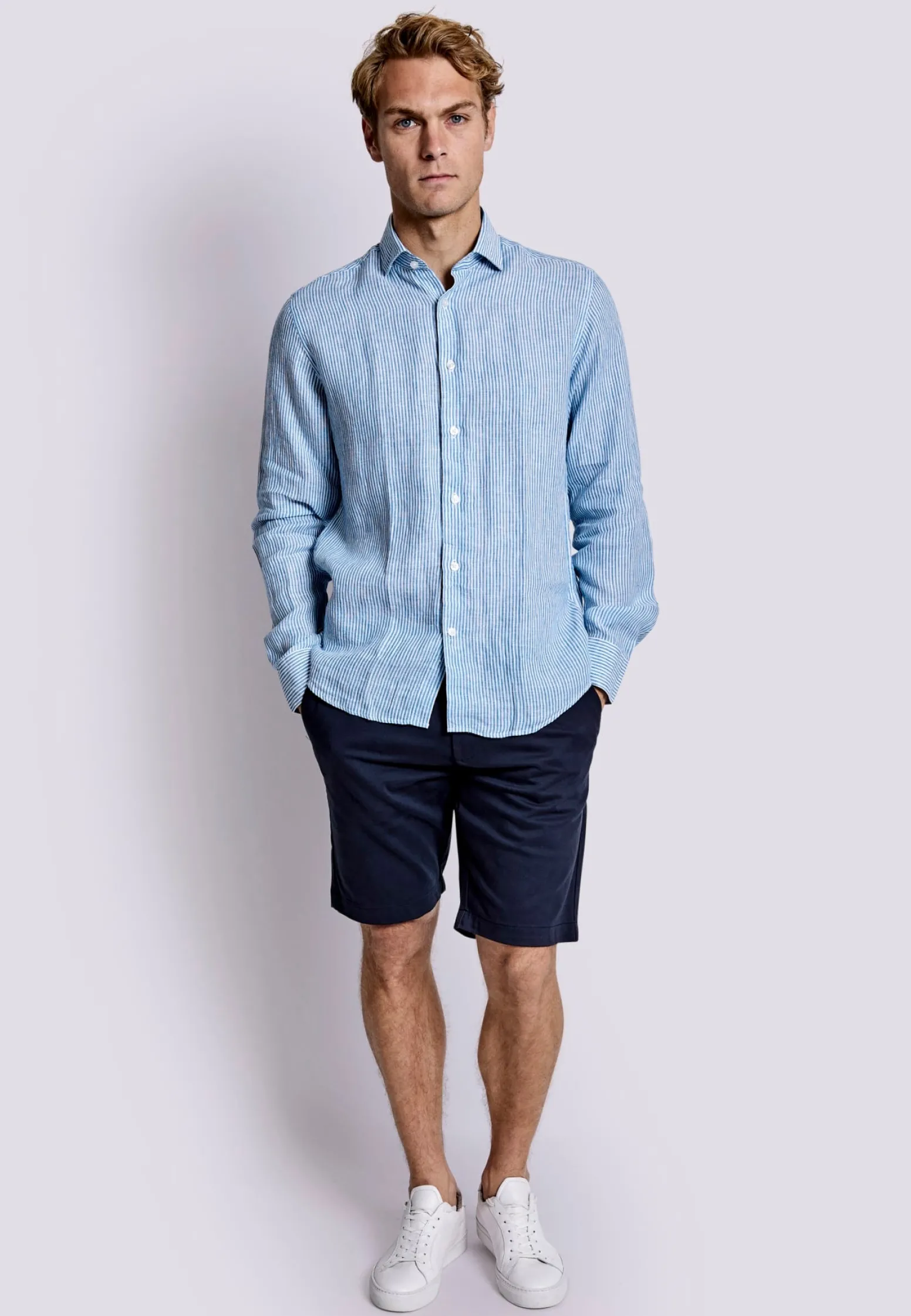 bs_malaga_casual_modern_f_2.webp BS Malaga Casual Modern Fit Skjorta - Blue/White