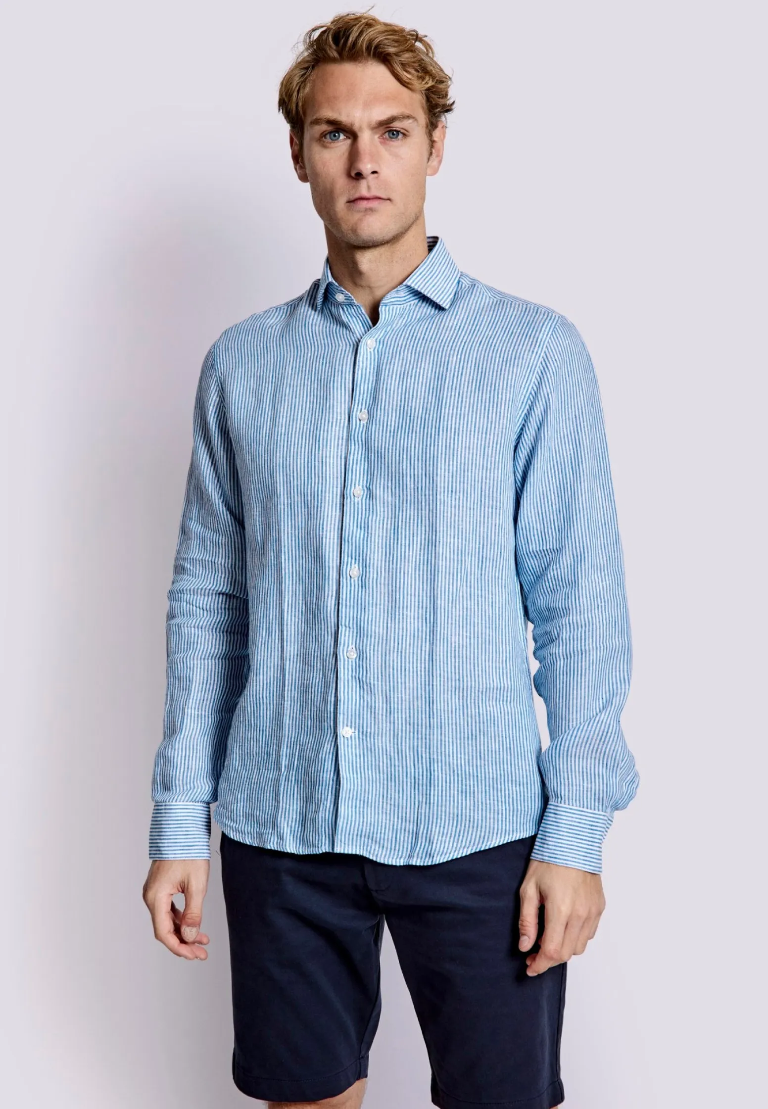 bs_malaga_casual_modern_f_3.webp BS Malaga Casual Modern Fit Skjorta - Blue/White