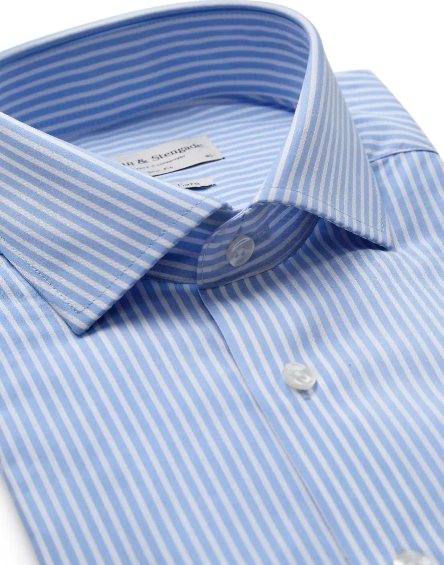 BS Moss Slim Fit Skjorta - Light Blue/White