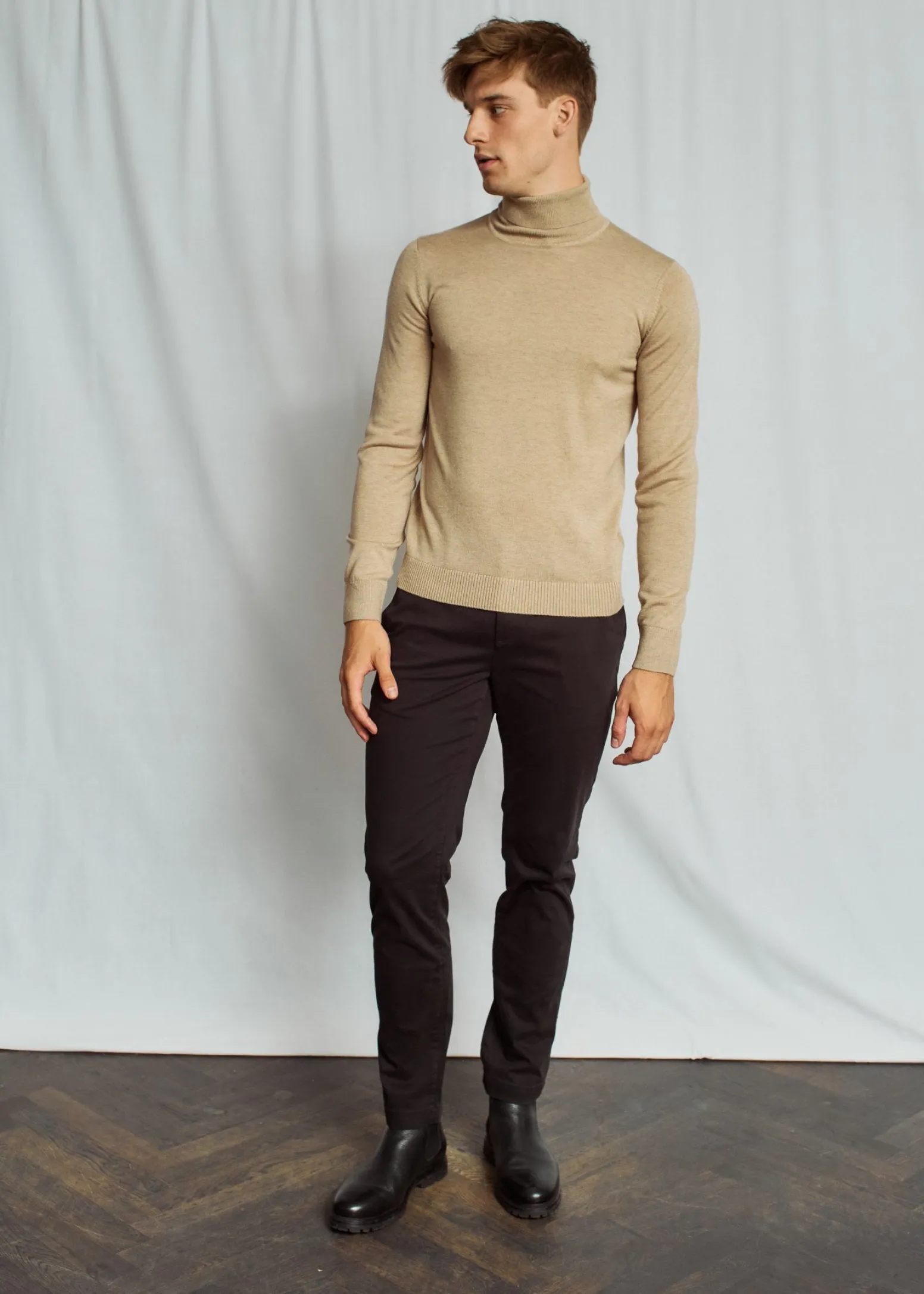BS Saturn Regular Fit Stickat - Sand