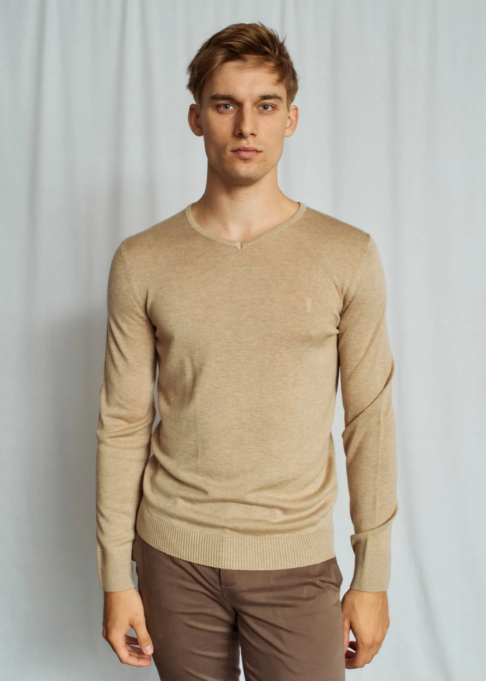 BS Uranus Regular Fit Stickat - Sand
