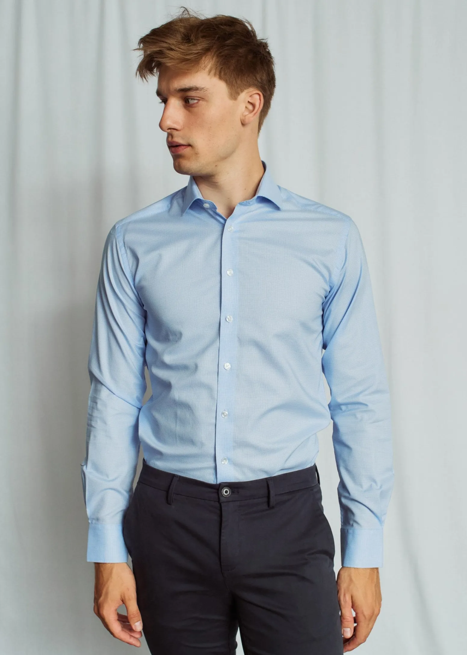 BS Wiggins Slim Fit Skjorta - Light Blue