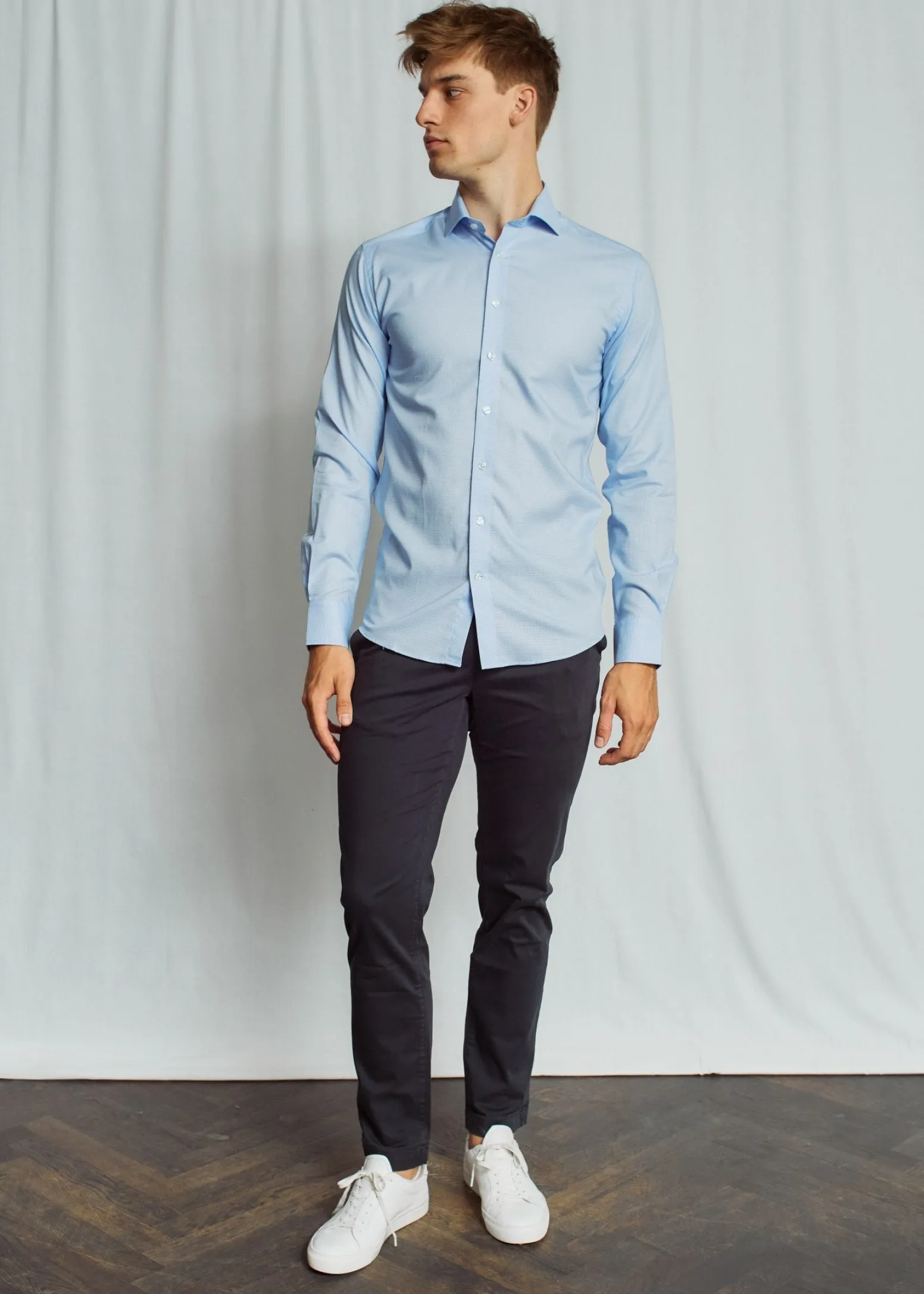 BS Wiggins Slim Fit Skjorta - Light Blue