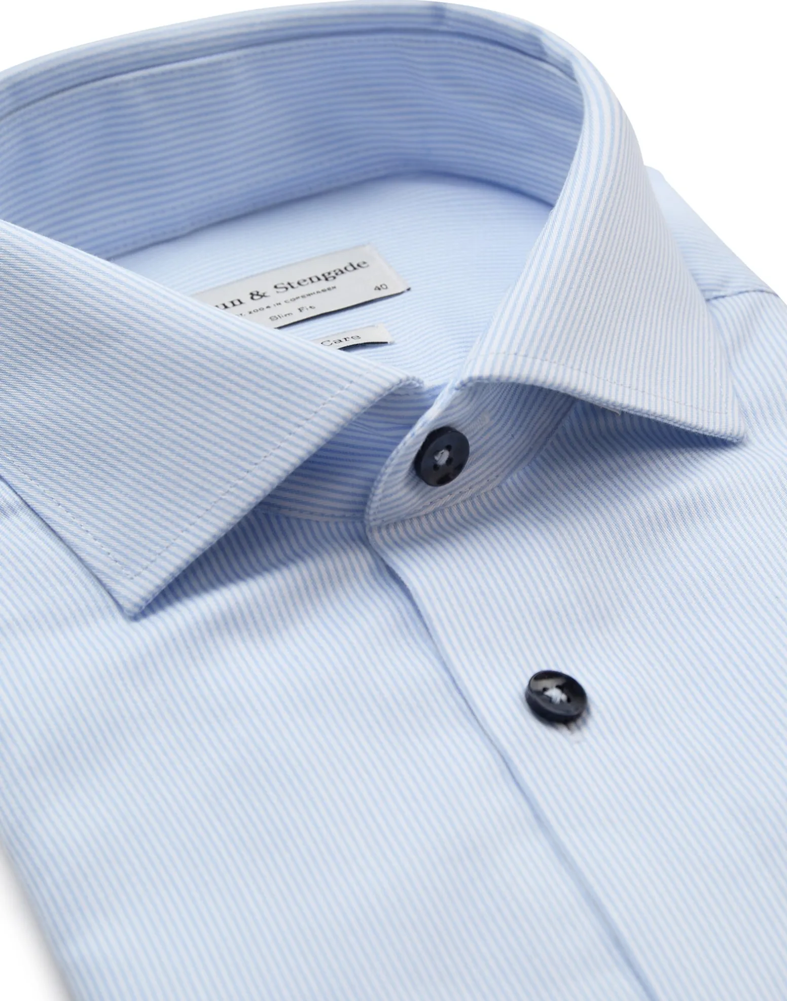 BS Woodson Slim Fit Skjorta - Light Blue/White